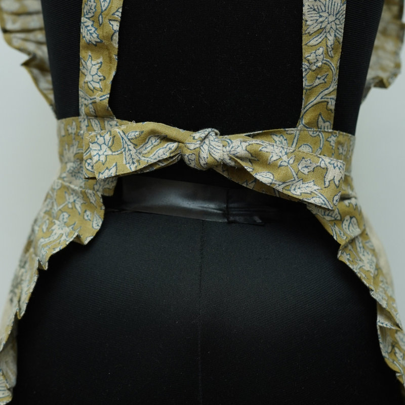 Rustic Floral Apron – Handmade Charm in Olive, Hjara, Green