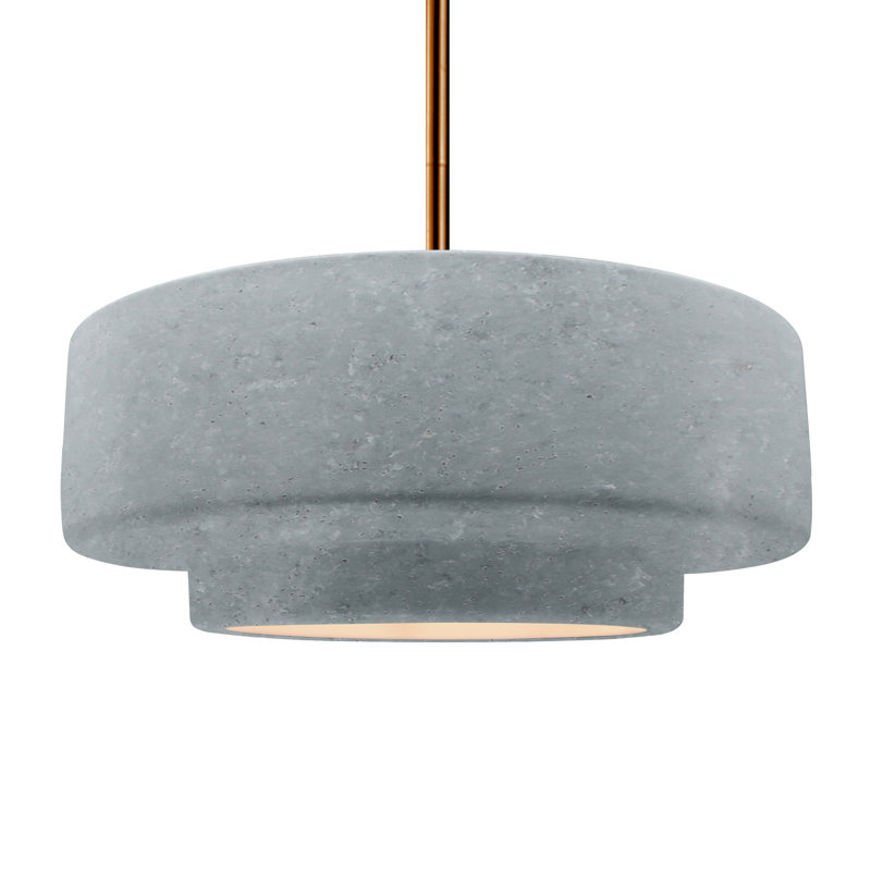 Luminaire suspendu à 1 lumière Meydan, H 6 po x l 16,25 po x P 16,25 po, Laiton brossé, Béton