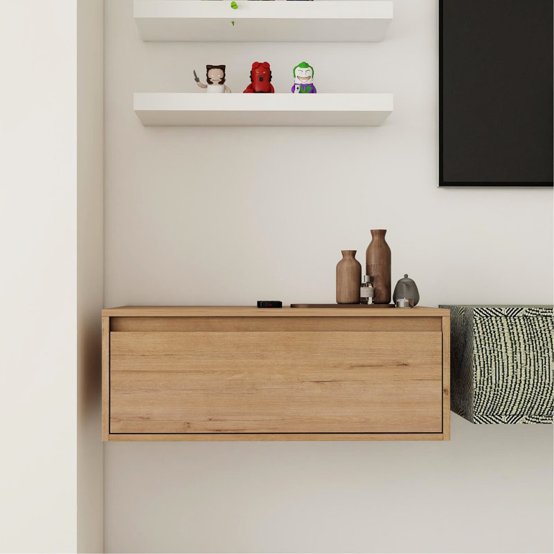 30" Bathroom Cabinet - Soft Close Drawer, Float Mounting, Imitative Oak Finish With Soft-Close Style