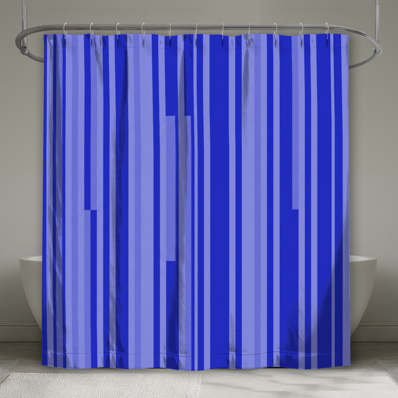 Rideaux de douche extra longs à rayures verticales, L 70 po x H 84 po, Bleu foncé / bleu moyen