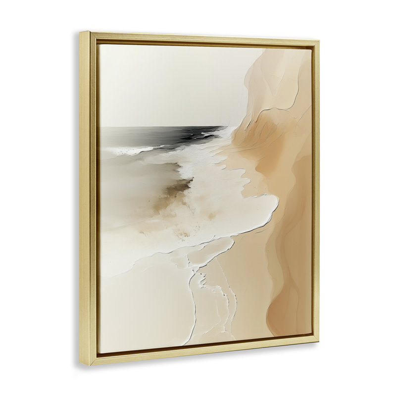 Abstraction côtière, Cadre flottant métallique doré, H 31 po x l 25 po