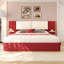 Très grand lit plateforme tapissier avec panneau, cadre de lit plateforme avec coins arrondis doux anti-collision, stable et solide, aucun sommier tapissier requis, assemblage facile, rouge-843053136