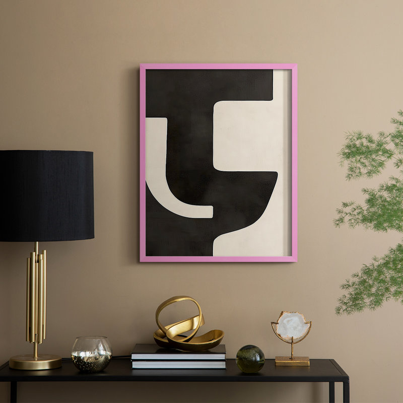 Abstrait, encadré, prêt à accrocher , Rose, H 10 po x l 8 po