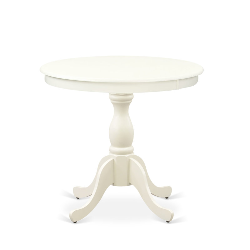 Antique Modern Kitchen Table - a Round Dining Table Top with Pedestal Base, Linen White, Linen White, Linen White