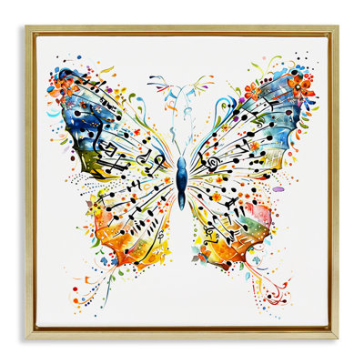  Musical Butterfly Wings Framed Floater Canvas Wall Art by LSR Design Studio