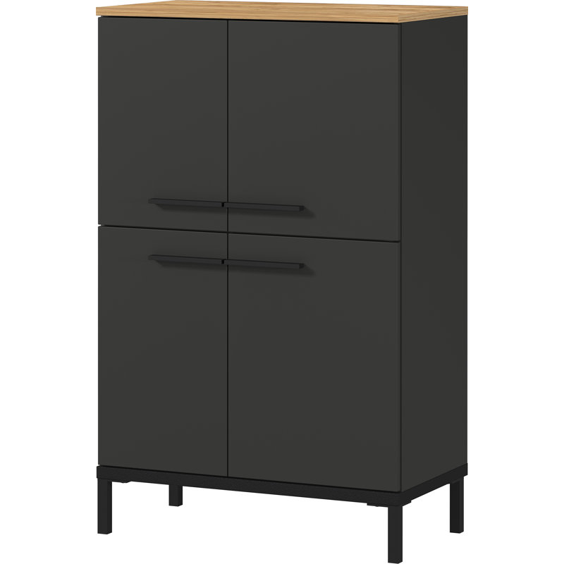 Yonkers  Plastic Free-Standing Bathroom Cabinet, Graphite / Oak