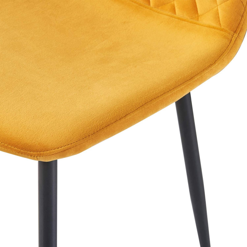 Wellersburg Modern Velvet Upholstered Armless Dining Chair, Black, Yellow Velvet