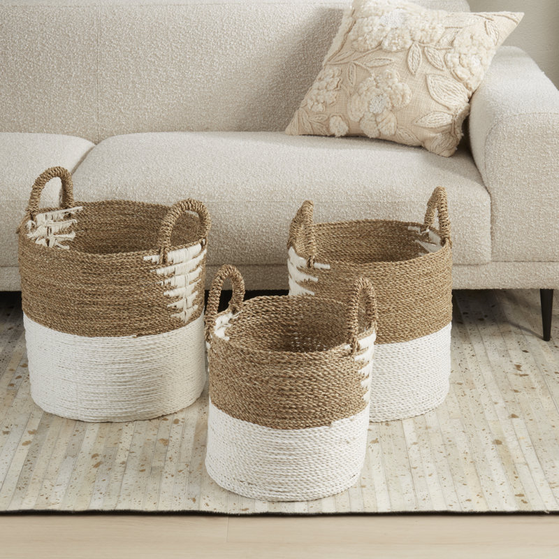 Panier gigogne en abaca naturel (ensemble de 3)