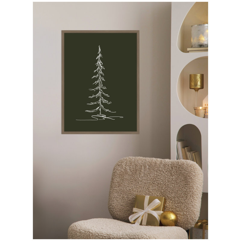 «Minimalist Evergreen Trees Sketch 1 Green» par The Creative Bunch Studio, reproduction d'art sur toile encadrée