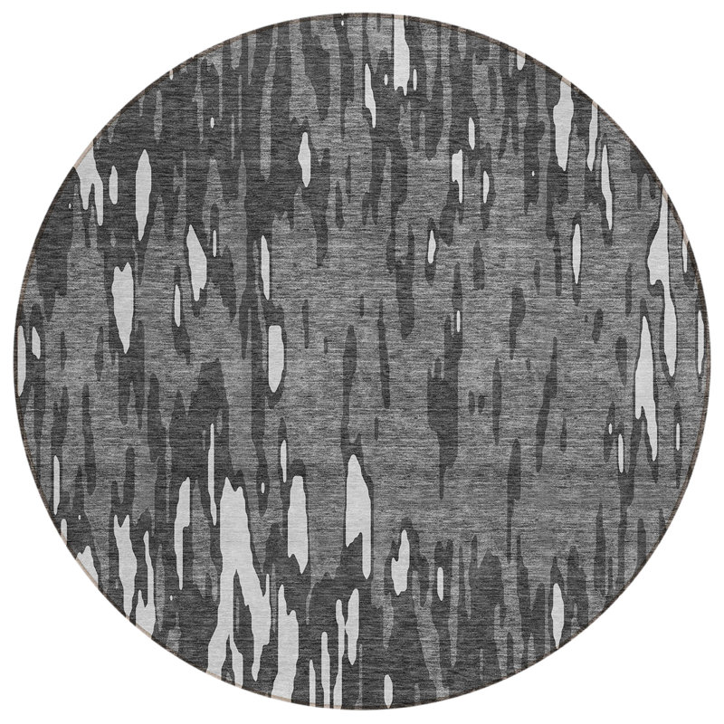 Aleighna Area Rug with Non-Slip Backing, Round 8'