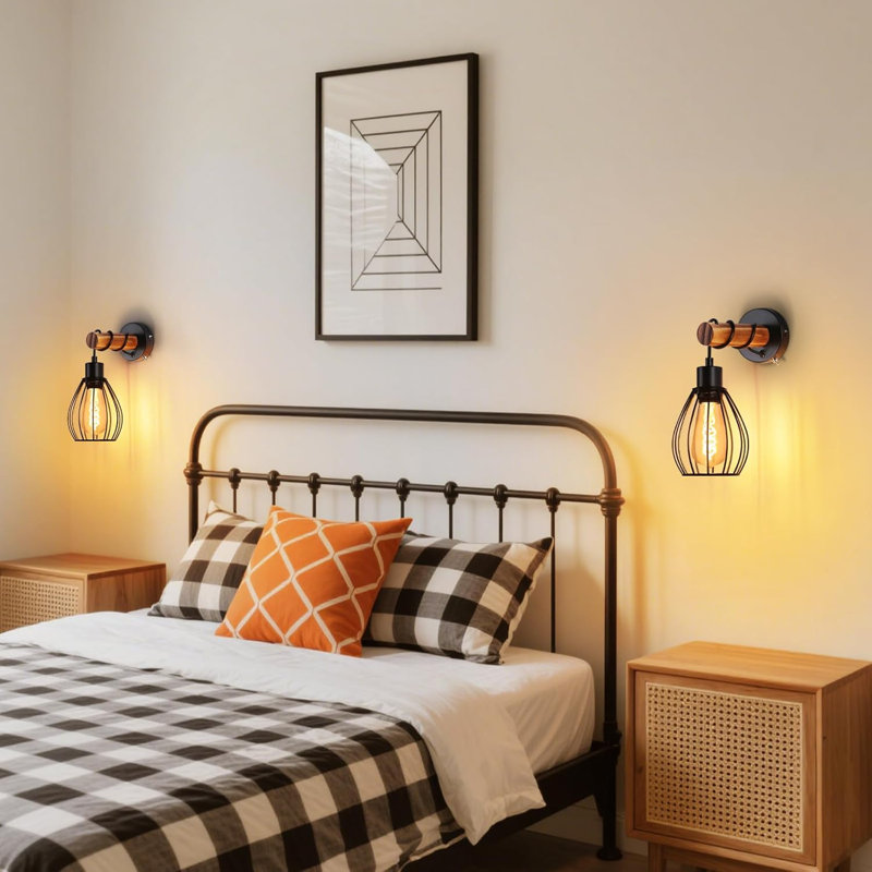 1-Light Black Armed Sconce, Novelty