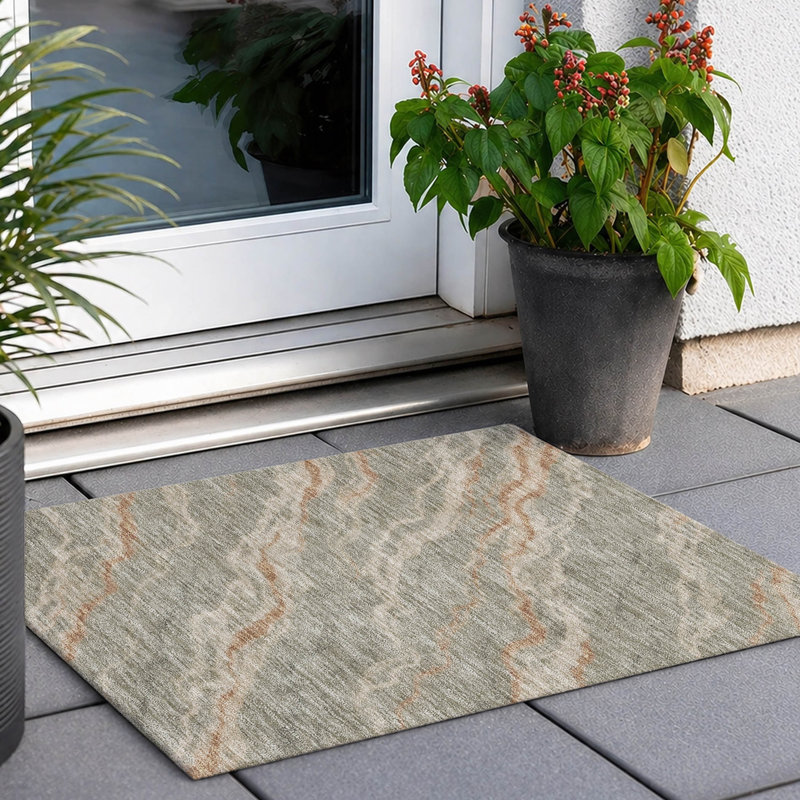 Tapis intérieur / extérieur lavable à la machine Chantille ACN2953, Taupe, 1'8" x 2'6"