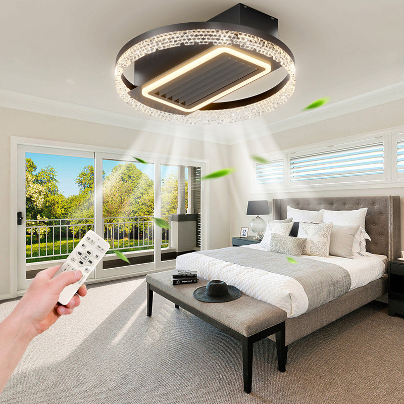 Ventilateur de plafond moderne sans feuille de 20 pouces avec moteur réversible amovible et lavable à télécommande