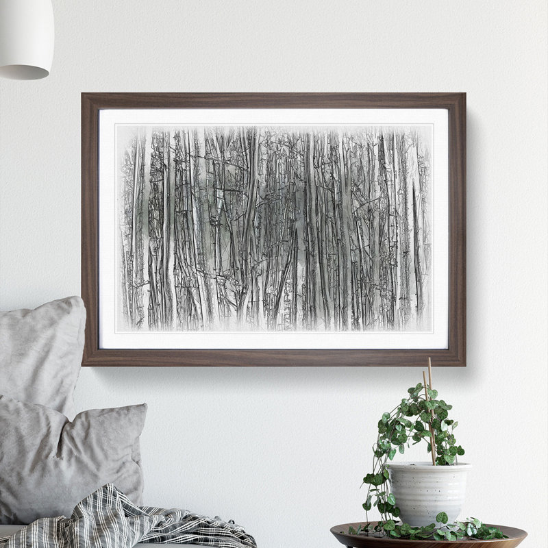 Forest Woodland - Picture Frame Drawing, 36cm H x 48cm W x 2cm D, Walnut
