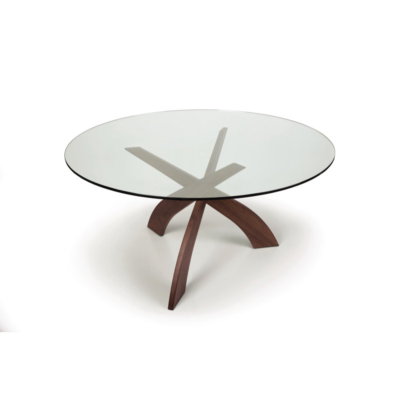 Entwine Round Glass Top Table, 30" H x 60" L x 60" W, Natural Cherry