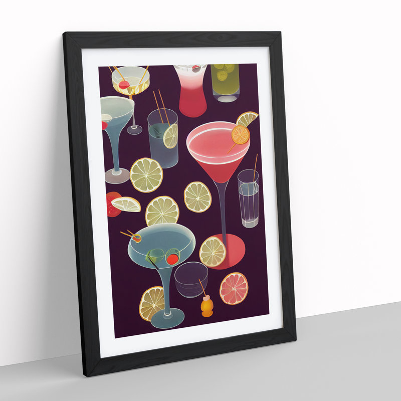 Selection Of Cocktails No.2 - Single Picture Frame Painting, 64cm H x 46cm W x 2cm D, Black Framed