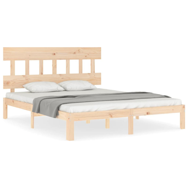 Bed Frame with Headboard, Brown, Kingsize (5')