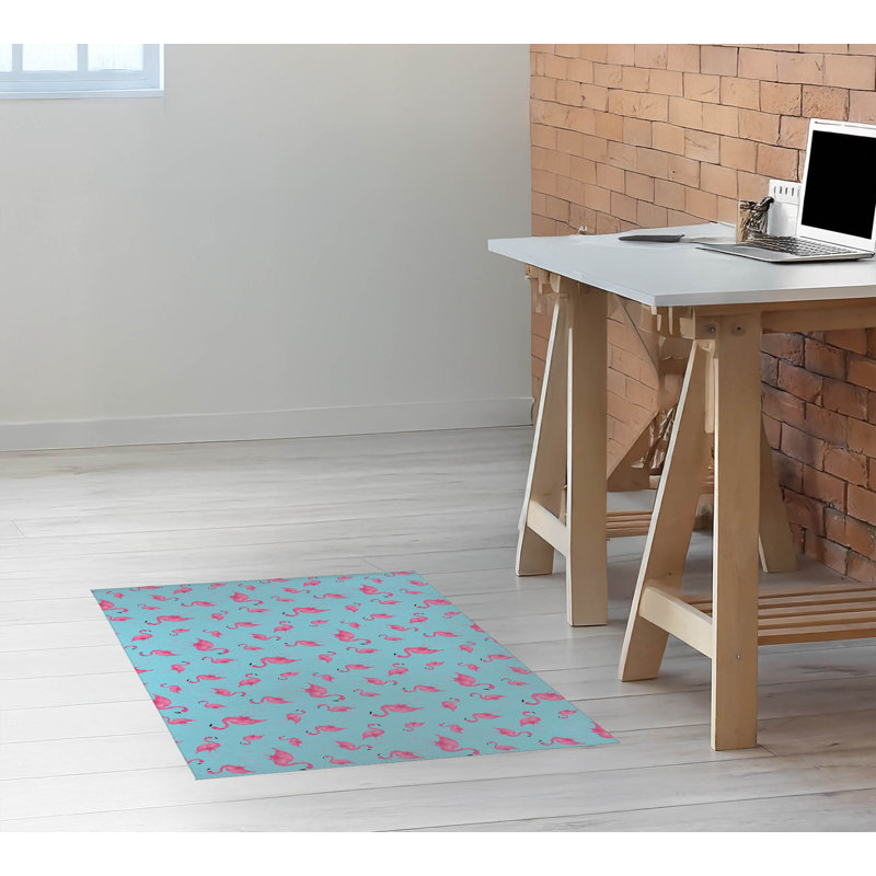Tapis de bureau Summer Flamingo, L 60 po x P 84 po, Turquoise