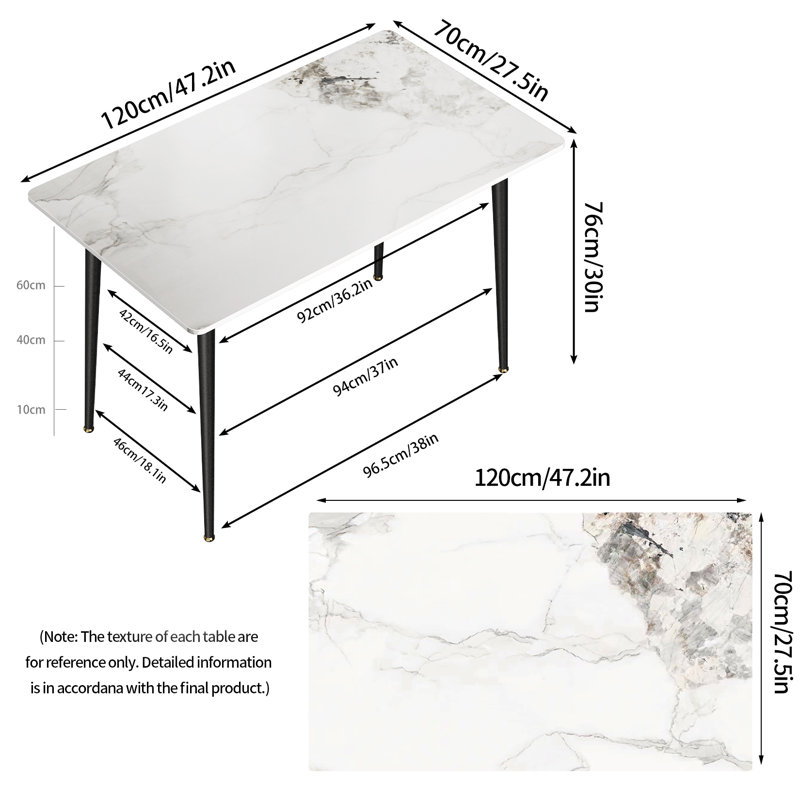 Funke Stone Top Metal Base Dining Table, Cold Jadeite
