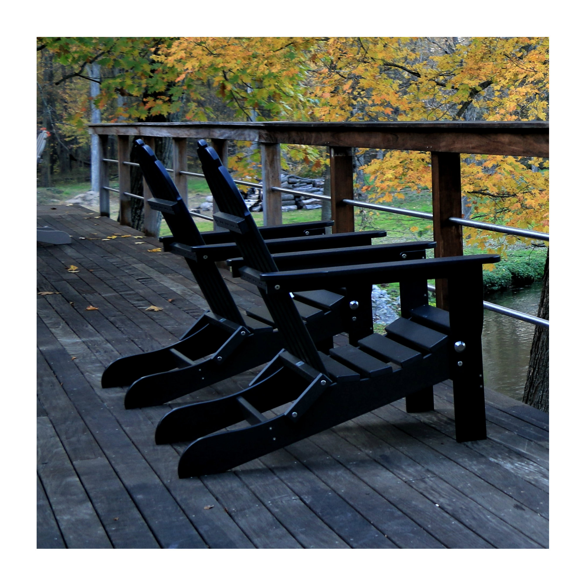Leighton Plastic Folding Adirondack Chair, Black