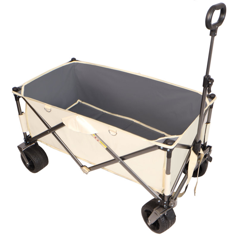 Chariot pliant de chariot de plage utilitaire robuste pour le sable avec de grandes roues, poignée réglable et porte-boissons pour le magasinage, le camping, le jardin et l'extérieur
