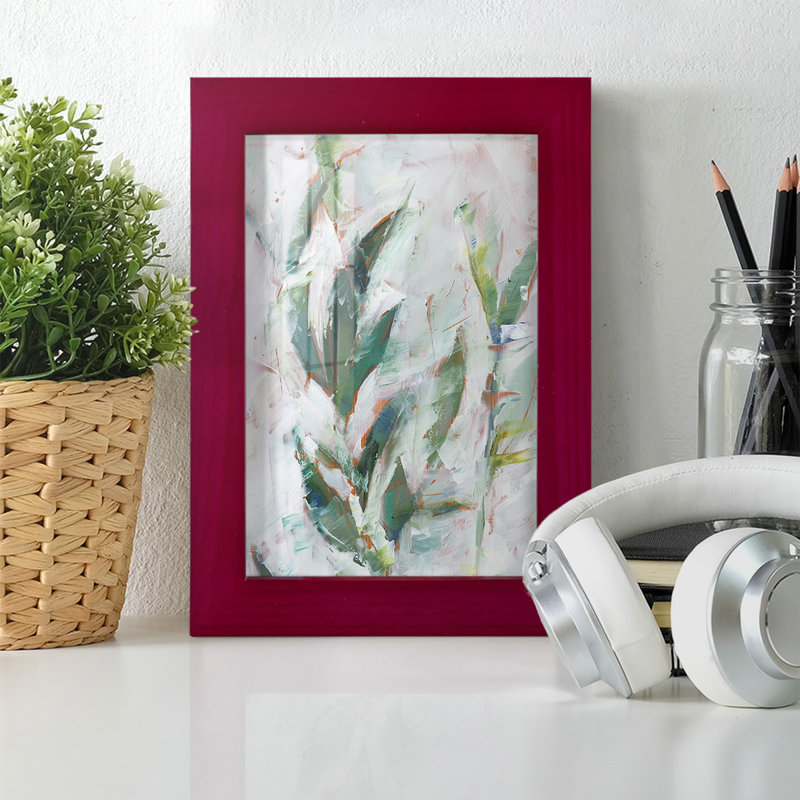 Toile tendue tropicale de qualité supérieure Tropical Foliage Study II - prête à être accrochée, Cadre rouge