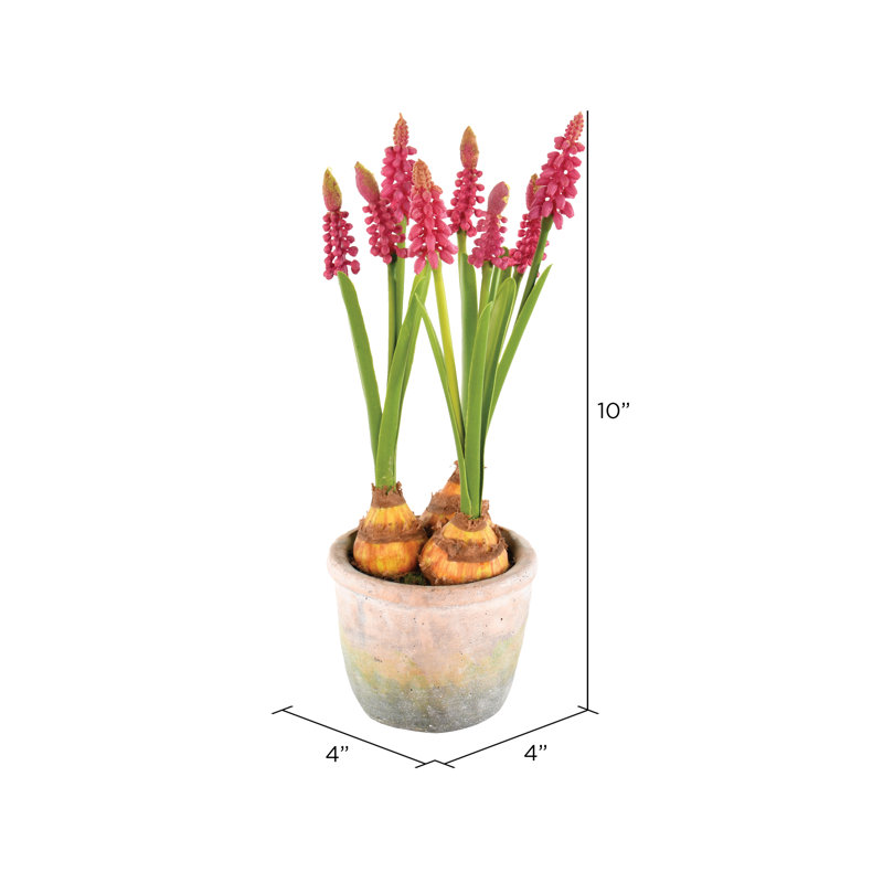 Jacinthes artificielles 10 po dans un contenant, Mauve