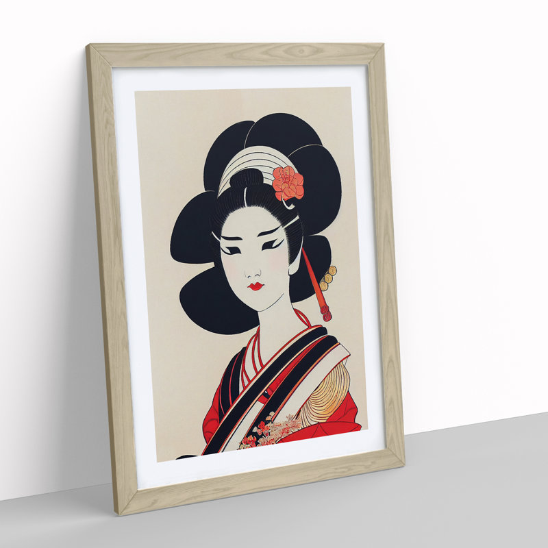 View Of A Geisha No.4 - Single Picture Frame Print, 34cm H x 25cm W x 2cm D, Oak Framed