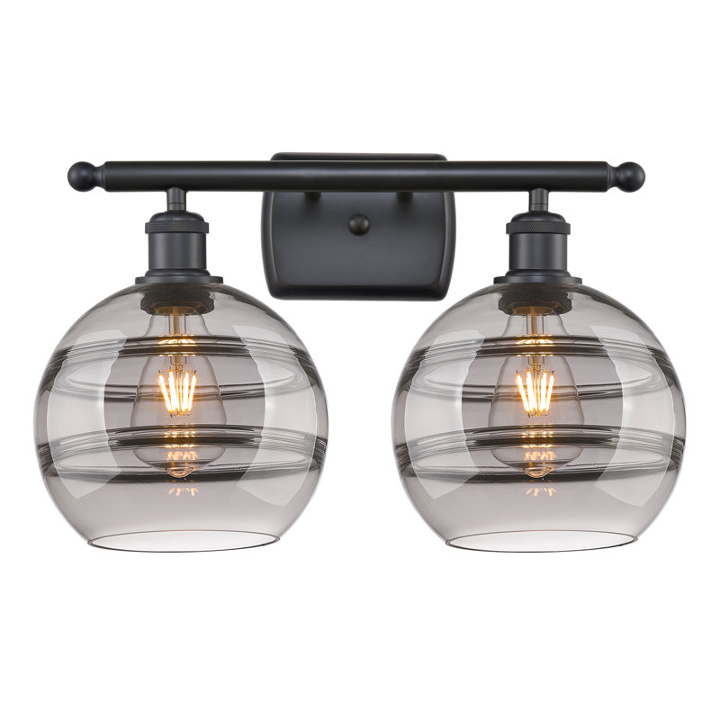 Éclairage pour meuble-lavabo à 2 lumières à intensité variable Bienes, Gris fumée clair, Chrome poli