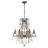 Jeannet Mid-Century French Style 6-Light Crystal Chandelier in Matte Black and Antique Gold Finish For Versatile Interiors