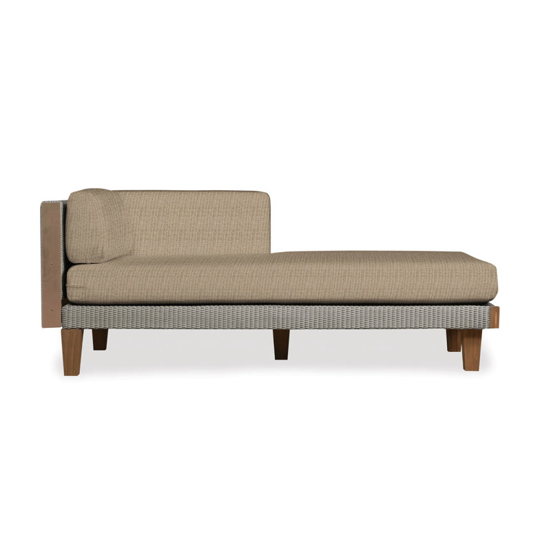 Catalina Outdoor Teak Chaise Lounge, Callen Pearl, Pewter