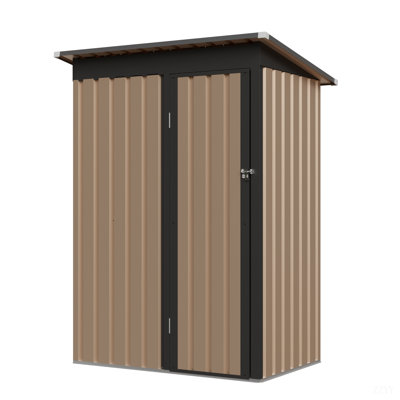 4.27FT X2.42FT Metal Garden Shed 5 X 3 FT Pent Roof With Hinge Door