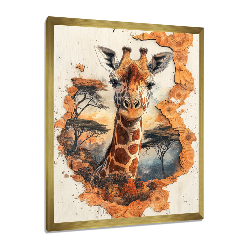 Geriah - animaux, art mural sur toile, H 32 po x l 24 po, Picture Framed, Doré