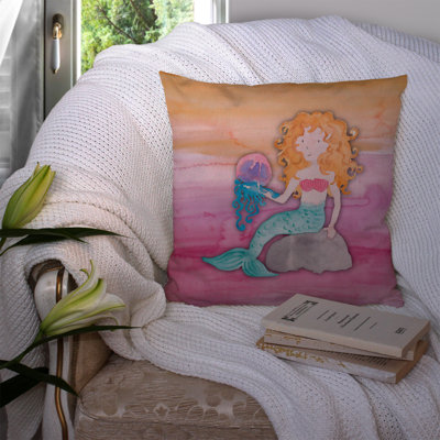 Coussin décoratif intérieur/extérieur aquarelle blonde sirène