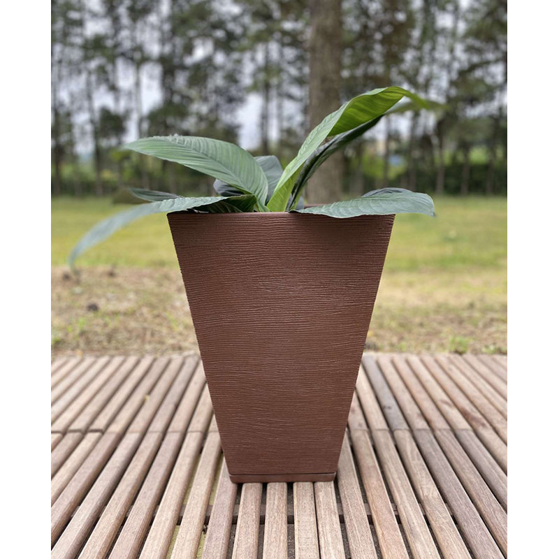 Pot à fleurs en résine Zurique, Brun, H 21,65 po x l 14,96 po x P 14,96 po