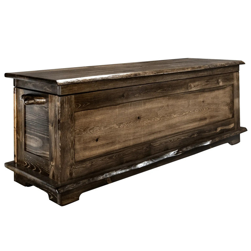 Big Sky Collection Live Edge, 6 Foot Blanket Chest, Jacobean Stain and Clear Lacquer Finish, Jacobean Stain/Clear Lacquer
