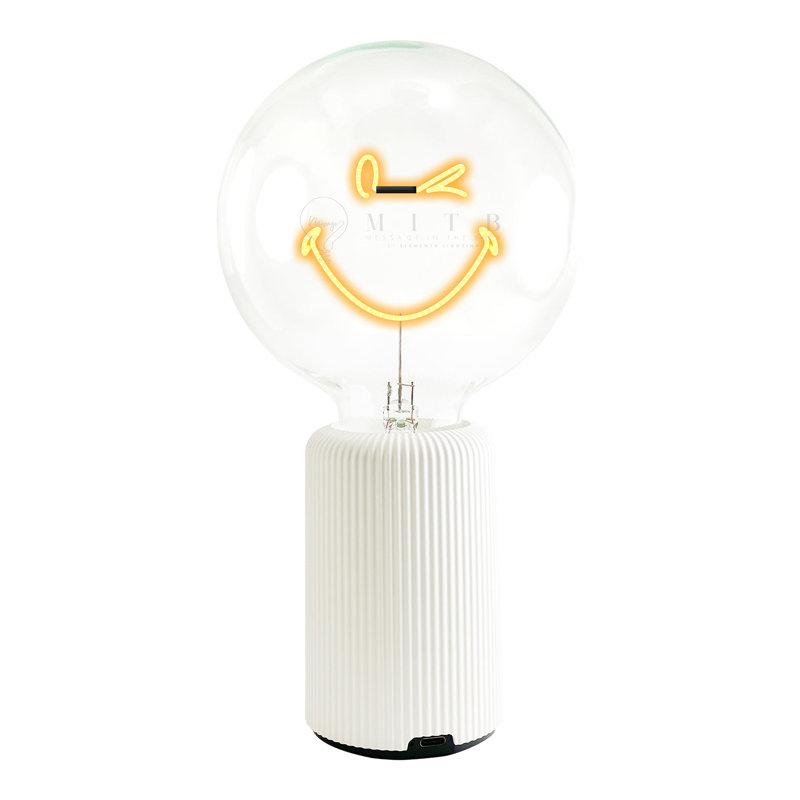 Lampe de table ambre avec base SMILEY, Blanc, H 19 po x l 6,8 po x P 13 po