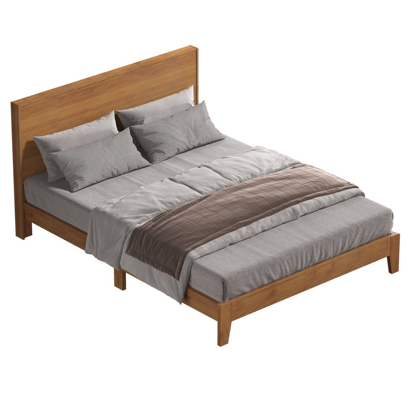 Allyannah Levison Platform Bed With Headboard, Queen, Amber Walnut