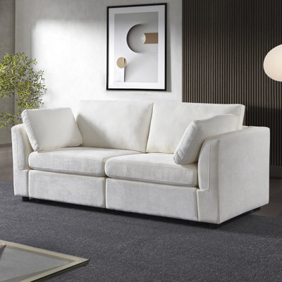 Creamy White Chenille Modular Furniture - Stylish And Practical In Grey Reconfigurable Sections For Customized Layouts