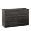 Armoire de salle à manger gris foncé avec 6 tiroirs pour le rangement, qui s'agence à d'autres pièces de la console Buffet