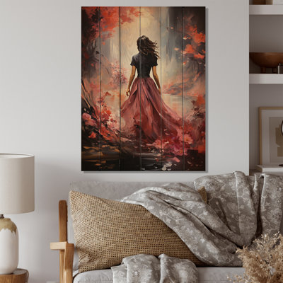" Romantic Pink Woman Portrait " Mixed Media Print