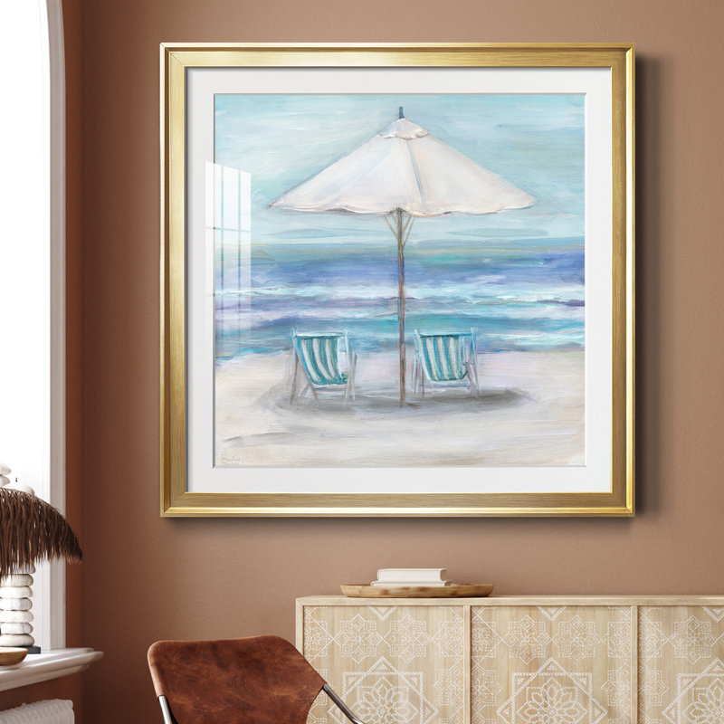 Gulf Shores II - peinture encadrée, H 26,5 po x l 26,5 po x P 1,5 po, Encadrement doré