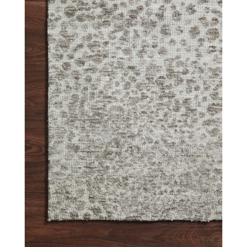Tapis abstrait argenté / ivoire Crispin, Rectangle 7 pi 9 po x 9 pi 9 po, Imprimé animal