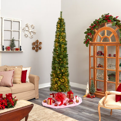Arbre de Noël artificiel pin vert avec lumières claires