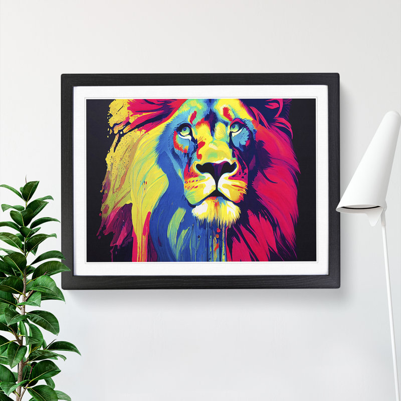 Lion Splash Vol.2 Abstract - Single Picture Frame Painting, 46cm H x 64cm W x 2cm D, Black