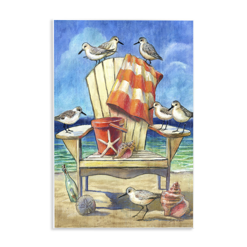 «Summer Beach Chair Seagulls» par Geoff Allen, H 15 po x l 10 po