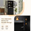 Armoire de salle de bain haute autoportante moderne avec rangement élégant avec 2 tablettes réglables, 3 tiroirs et portes en verre à fermeture en douceur-1114313543