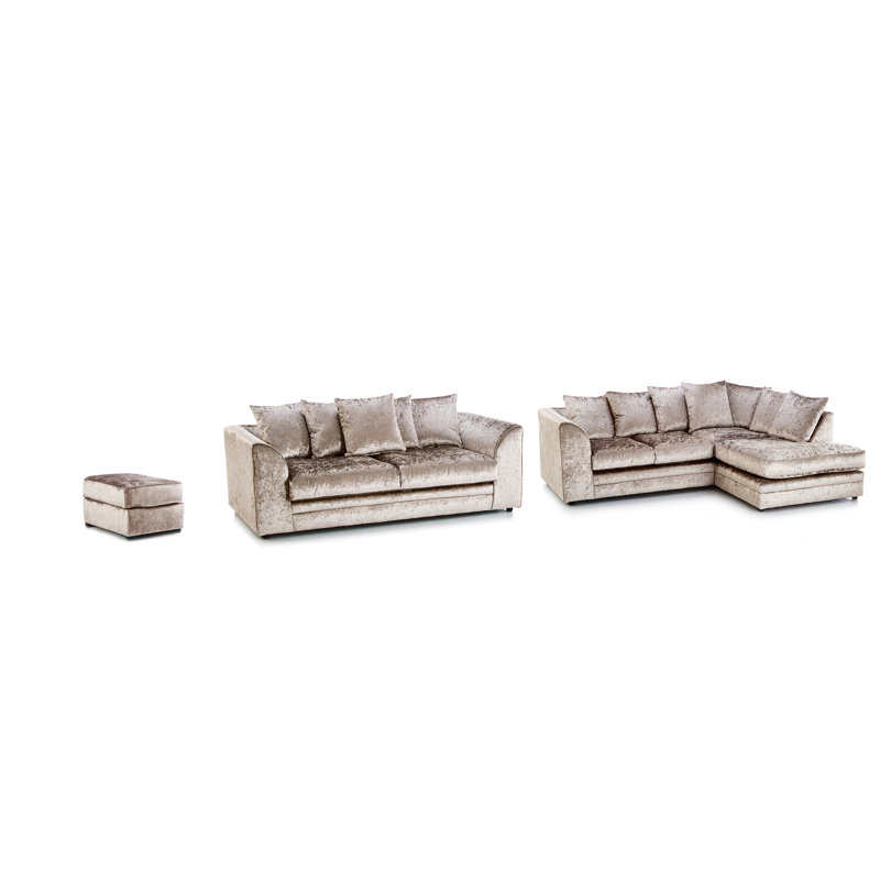 Romelia 3 Piece Sofa Set, Right Hand, Black