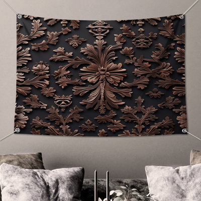 Tapisserie murale motifs ornementaux bronze
