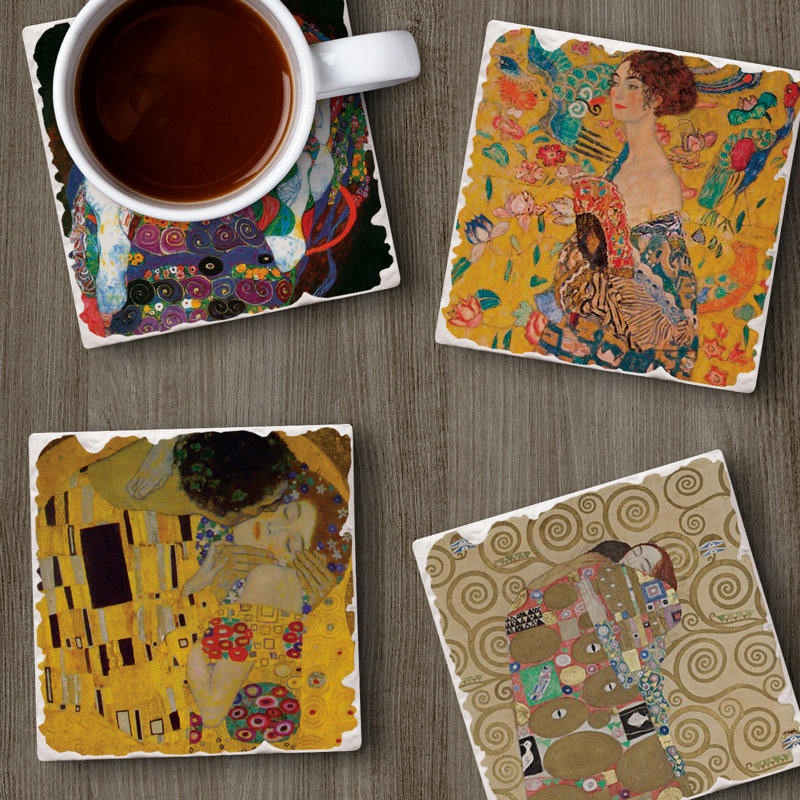 Ensemble de 4 sous-verres Thirlystone Gustav Klimt